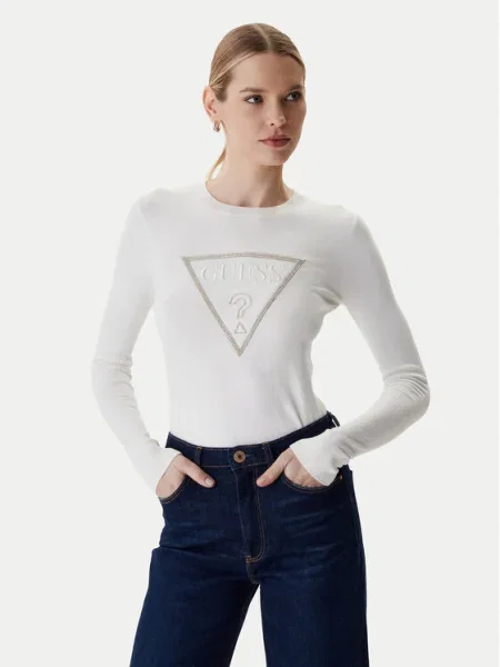 GUESS Pulover SASHA crem argintiu