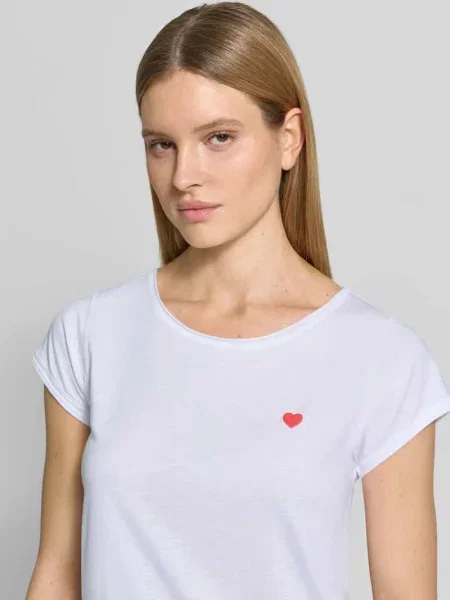 T-shirt z haftem i okrągłym dekoltem Christian Berg Woman biała