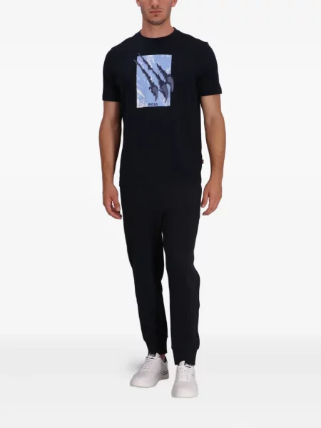 Tricou Boss cu imagine cu decolteu rotund negru