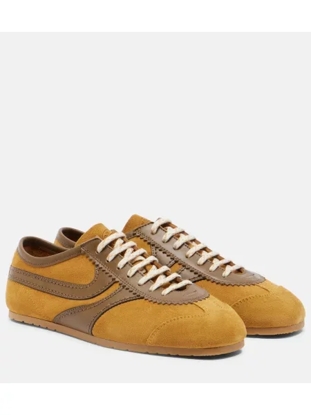 Sneakerși Dries Van Noten din piele de căprioară galben