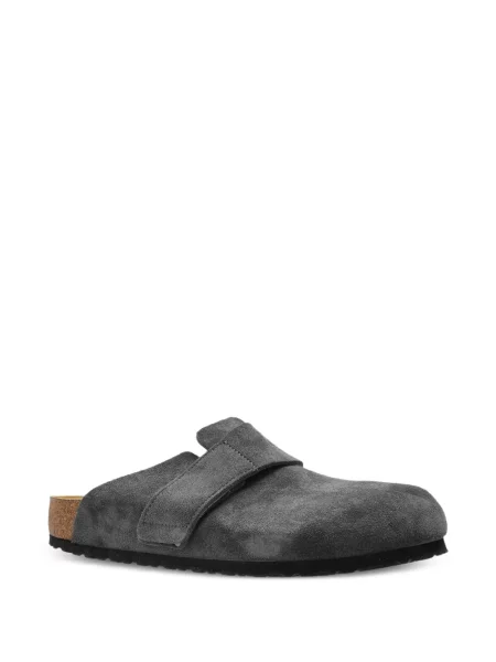 Papuci tip mules Birkenstock din piele de căprioară gri