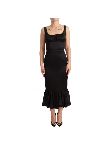 Jedwabna sukienka ołówkowa Dolce And Gabbana czarna