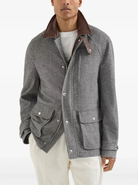 Geanta de piele Brunello Cucinelli gri