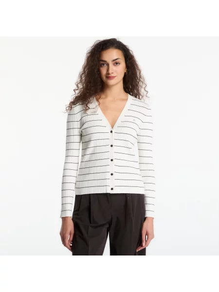 Sweter Calvin Klein Jeans Tech Knit Rib Stripe Cardigan Tofu L