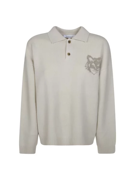 Koszulka polo Maison Kitsune wełniana beżowa