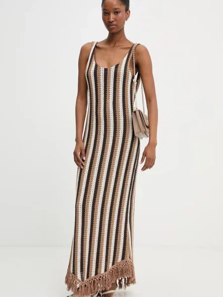 Haveone rochie tricotată ajurată maro