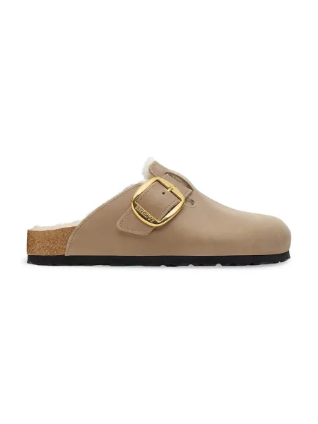 Ovčje kože natikači Birkenstock z zaponko bež