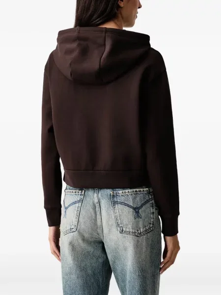 Hanorac cu glugă Armani Exchange cu autograf maro