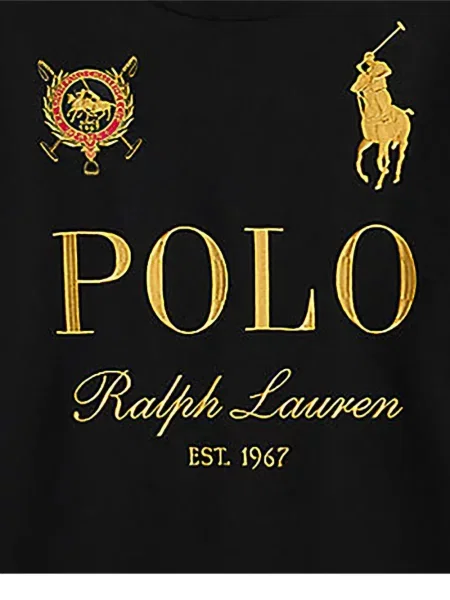 Tricou polo Polo Ralph Lauren cu dungi cu autograf negru
