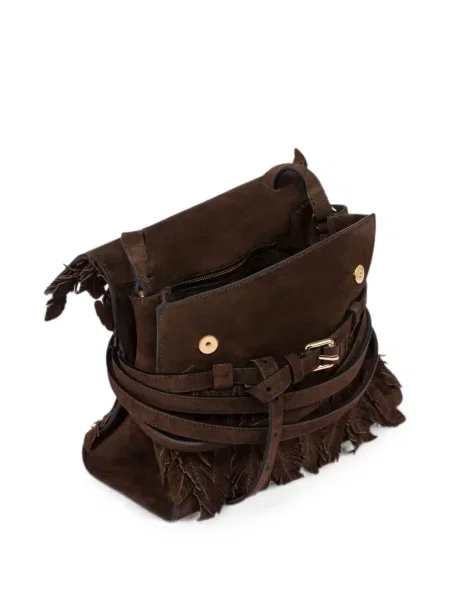 Geantă shopper Moschino cu pene maro