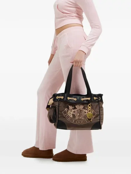 Geantă Juicy Couture cu autograf maro