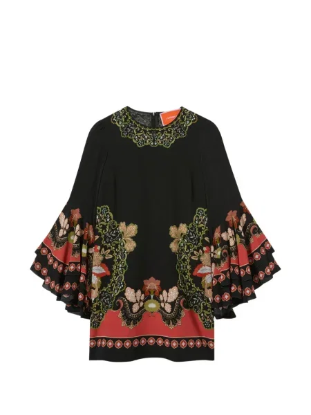 Mała sukienka mini La Doublej z falbankami garniturowa czarna