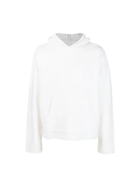 Bluza z kapturem Mm6 Maison Margiela wełniana z kapturem z logo biała