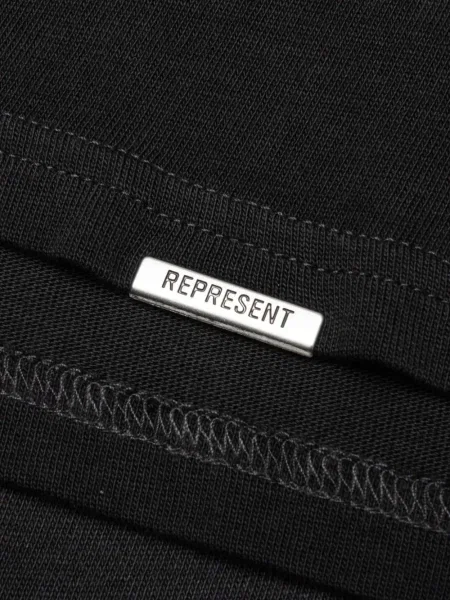 Tricou Represent cu broderie lung negru