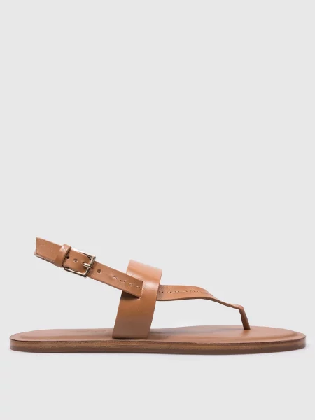 Шкіряні стрінги Max Mara коричневі