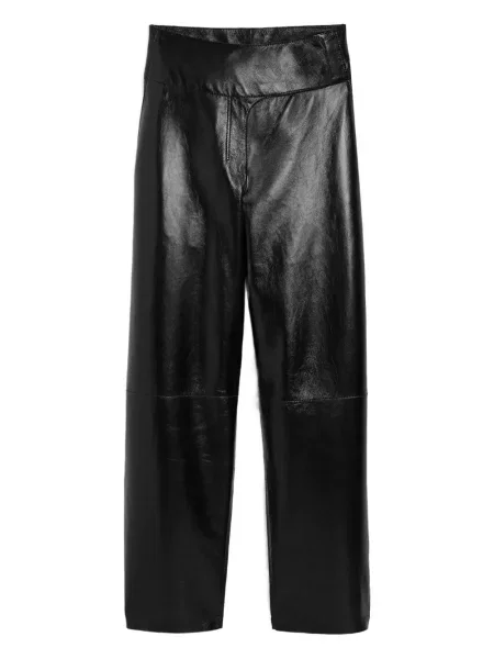 Cu centură pantaloni Ami Paris din piele negru