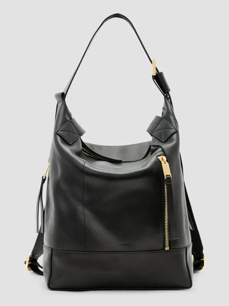Кожена чанта AllSaints ALBA черно