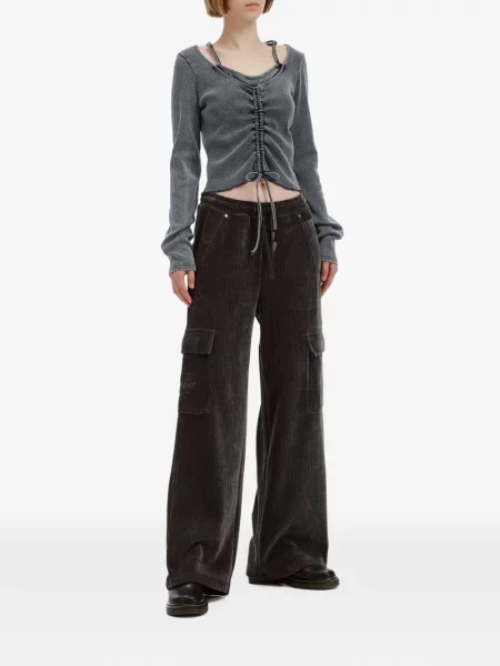 Pantaloni cargo Musium Div. de catifea cord gri