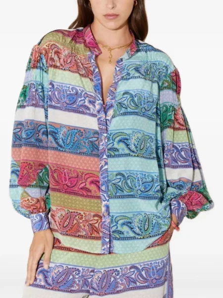 Cămașă Boteh cu imagine cu model paisley albastru