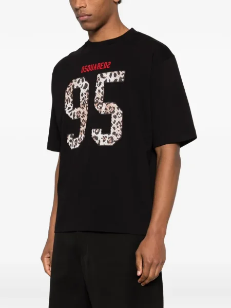 Тениска Dsquared2 с принт с животински шарки черно