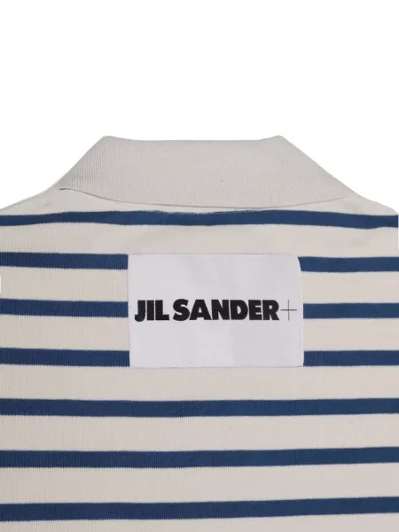 Ριγέ μισό φερμουάρ polo Jil Sander λευκό