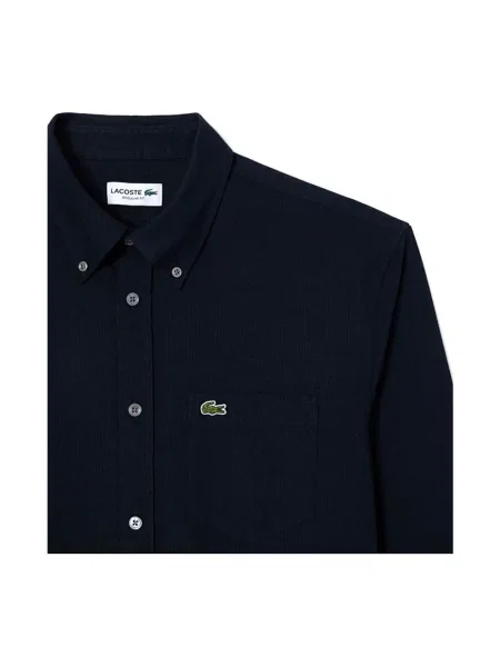 Lacoste koszula niebieski regular z kołnierzykiem button-down szara