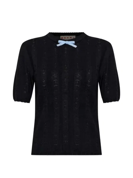 Tricou Marni cu funde de lână albastru