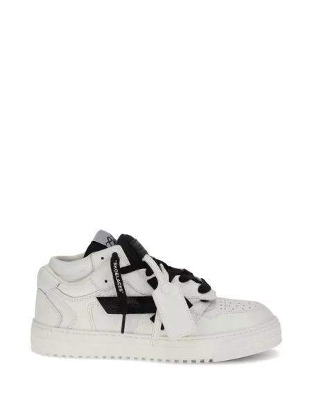 Sneakerși Off-white cu șireturi din piele alb