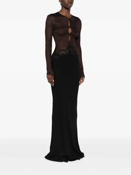 Rochie maxi Christopher Esber din dantelă de costum negru