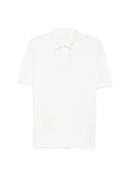 Scurt tricou polo Eleventy alb