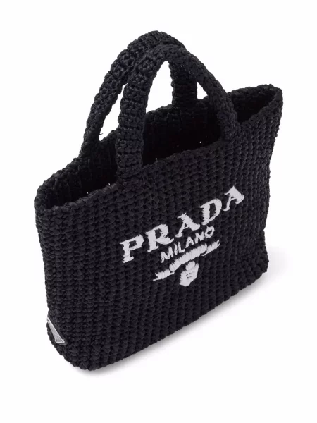 Geantă shopper Prada cu broderie negru