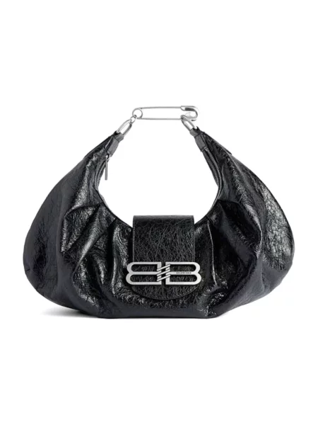 Lniana torebka Balenciaga czarna
