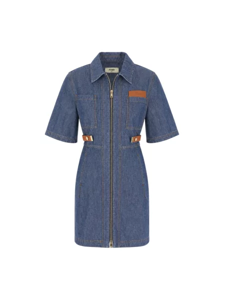 Sukienka jeansowa Fendi niebieska