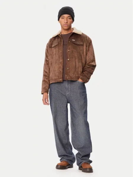 Geacă de blugi Guess Jeans cu blană maro