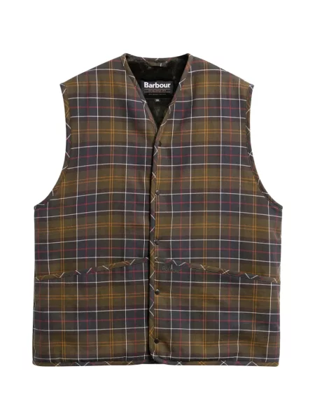 Vestă Barbour în carouri cu imagine verde