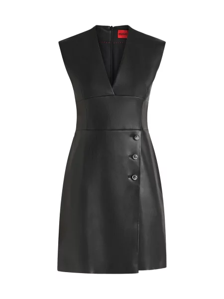 HUGO Rochie din imitație de piele negru