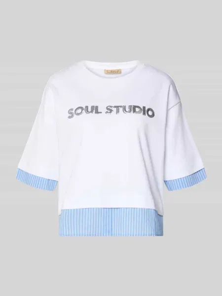 T-shirt z cekinowym obszyciem i okrągłym dekoltem Smith And Soul biała