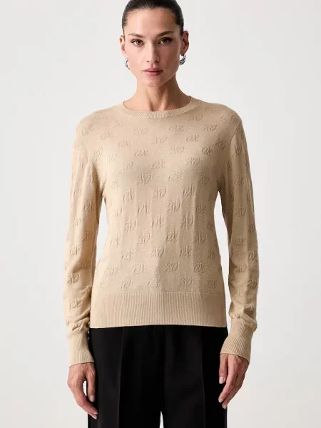 Armani Exchange pulover pentru femei cu vâscoză bej
