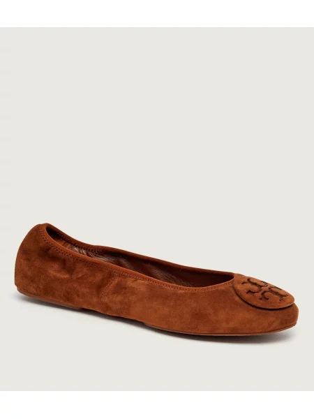 TORY BURCH Balerini Reva Travel | piele întoarsă maro
