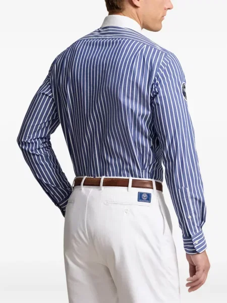 Ленени дънкови шорти Polo Ralph Lauren на райета с принт синьо