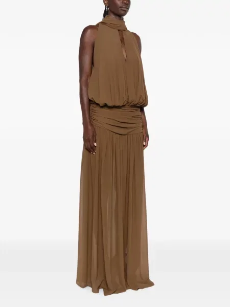 Rochie maxi De La Vali cu volane maro