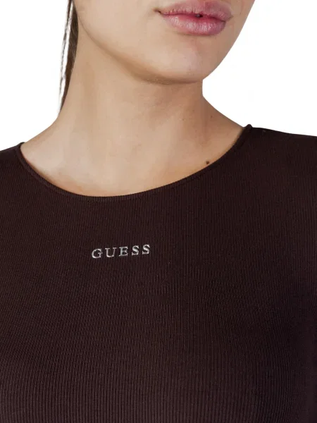 Longsleeve Guess Active z długim rękawem brązowy