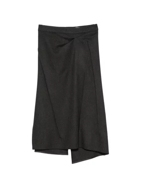 Fustă midi Victoria Beckham asimetrică drapată gri