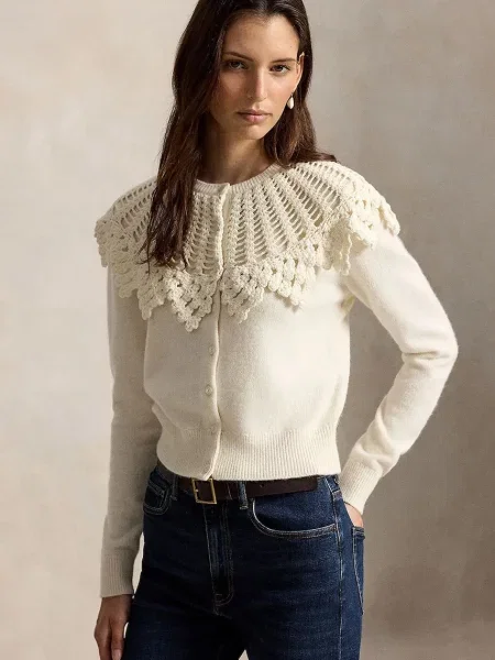 Polo Ralph Lauren cardigan pentru femei cu lână bej