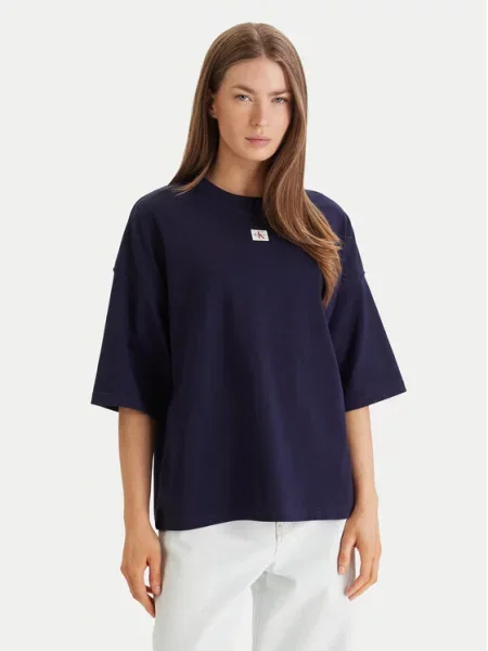 Тениска Calvin Klein Jeans Ss Woven Label Overs Tee Purple S виолетово