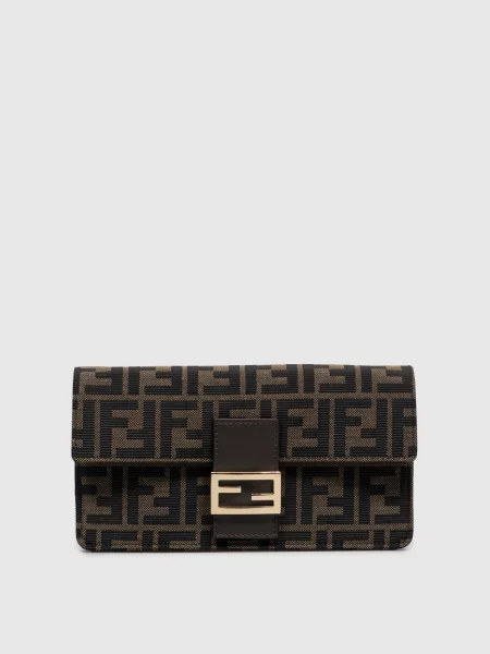 Сумка Baguette у візерунок Fendi коричнева