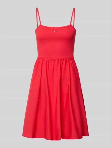 Dopasowana sukienka casualowa z czystej bawełny Tommy Jeans czerwona