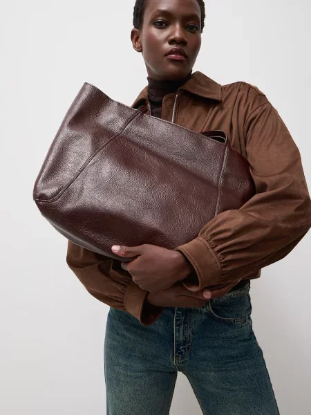 Answear.LAB geantă shopper pentru femei cu imitație de piele maro