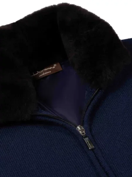Gulerat pulover Doriani Cashmere din cașmir albastru