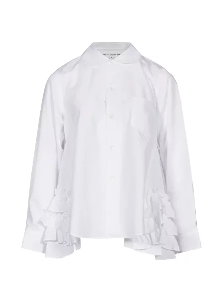 Gulerat cămașă Comme Des Garçons cu volane alb